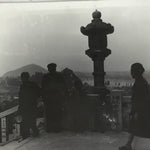 Japanese Scenic Mountain View Photograph Vtg Toro Lantern Path Sepia Tone PH279