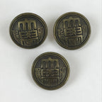Japanese School Uniform Old Buttons Vtg Gakuran Gold Metal Showa Student JK516