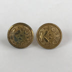 Japanese School Uniform Old Buttons Vtg Gakuran Gold Metal Showa Student JK516