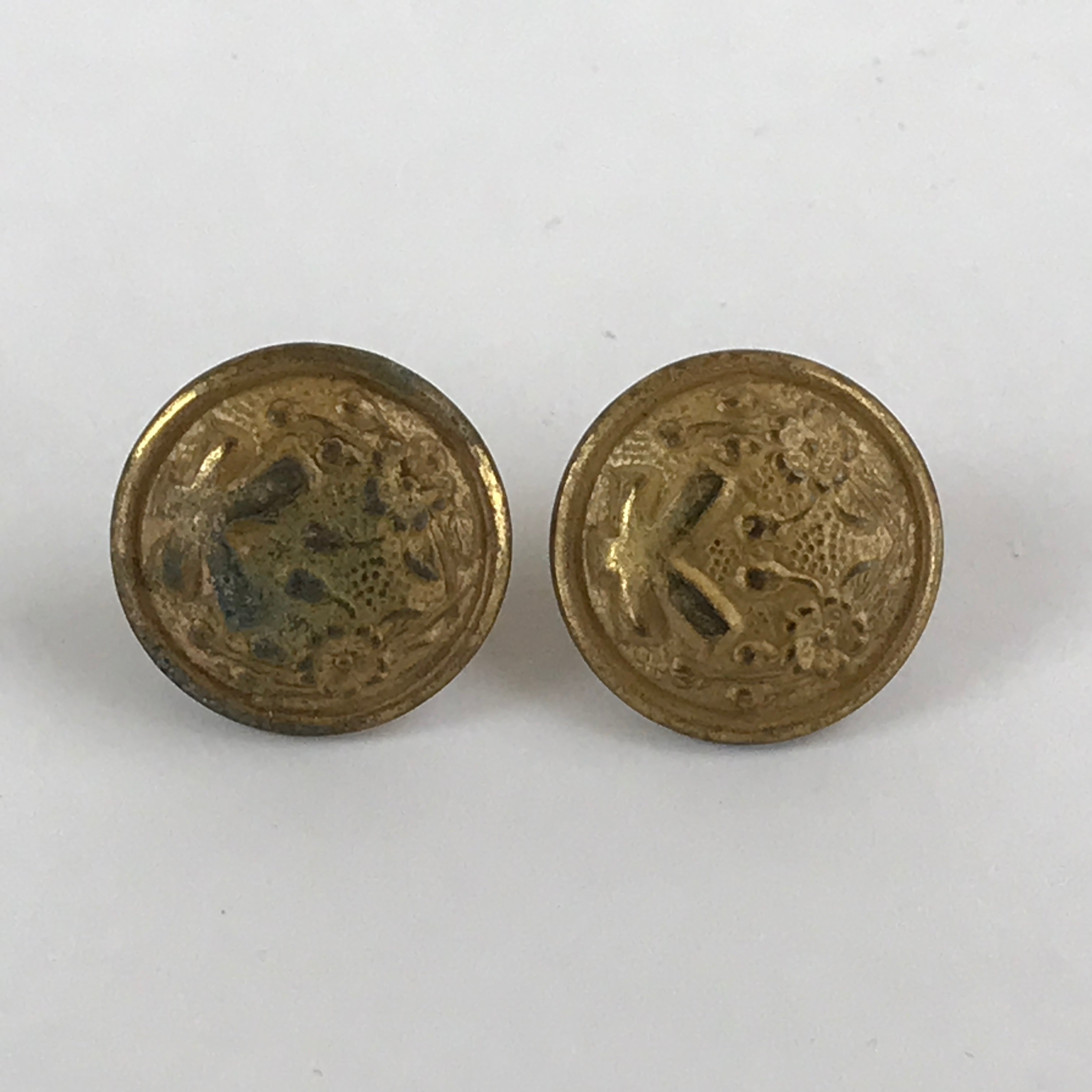 Japanese School Uniform Old Buttons Vtg Gakuran Gold Metal Showa Student JK516