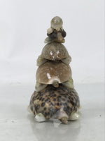 Japanese Sea Shell Kokeshi Doll Vtg 5 Turtle Stack Wobbly Head Brown Beige KF749