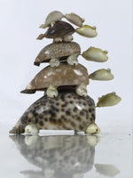 Japanese Sea Shell Kokeshi Doll Vtg 5 Turtle Stack Wobbly Head Brown Beige KF749