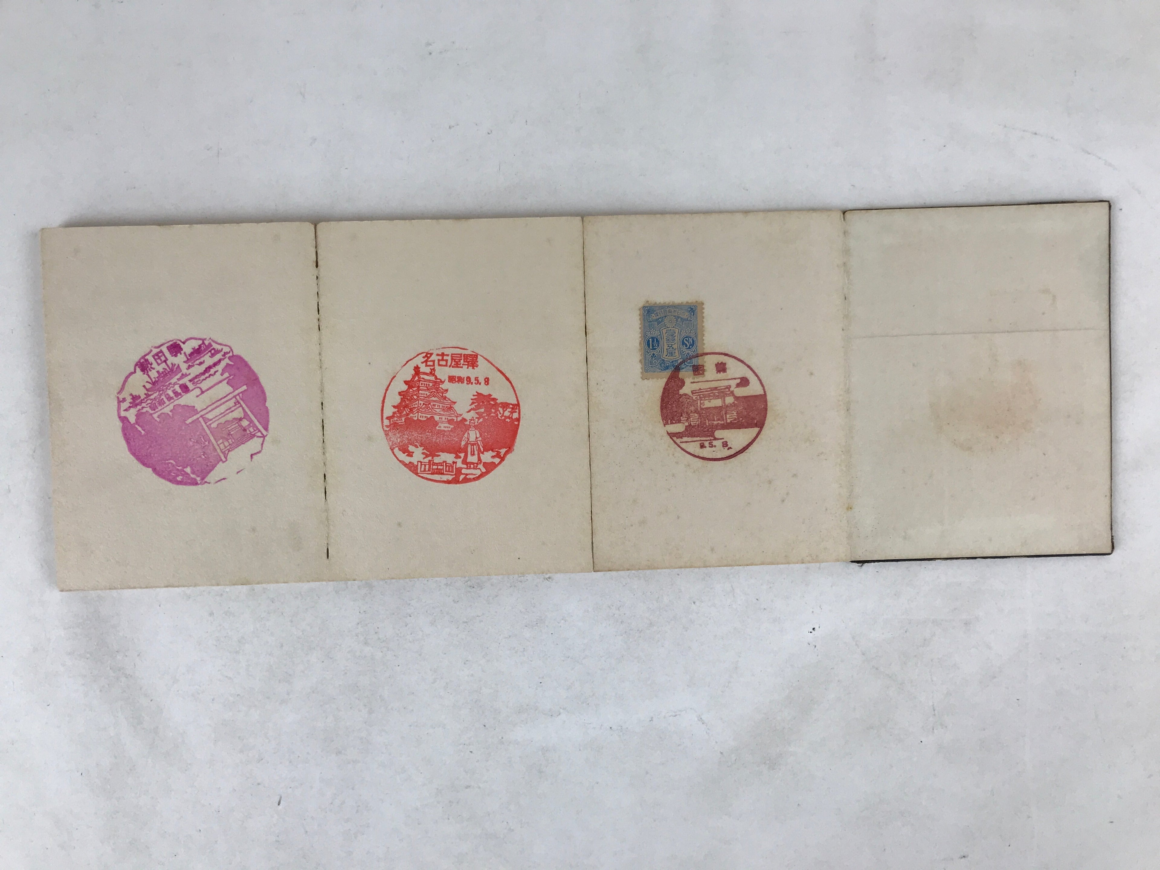 Japanese Seal Stamp Shuin Book C1930 Nagoya Tokyo Famous Location Brown BA268
