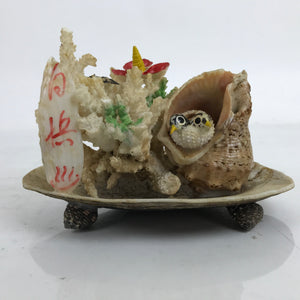 Japanese Seashell Bird Nest Flowers Decoration Vtg Figurine Onsen Souvenir ST4