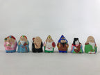 Japanese Seven Lucky Gods Painted Clay Dolls Set Vtg Decoration Wood Box BD935