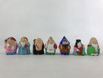 Japanese Seven Lucky Gods Painted Clay Dolls Set Vtg Decoration Wood Box BD935