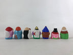 Japanese Seven Lucky Gods Painted Clay Dolls Set Vtg Decoration Wood Box BD935
