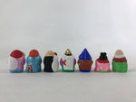 Japanese Seven Lucky Gods Painted Clay Dolls Set Vtg Decoration Wood Box BD935