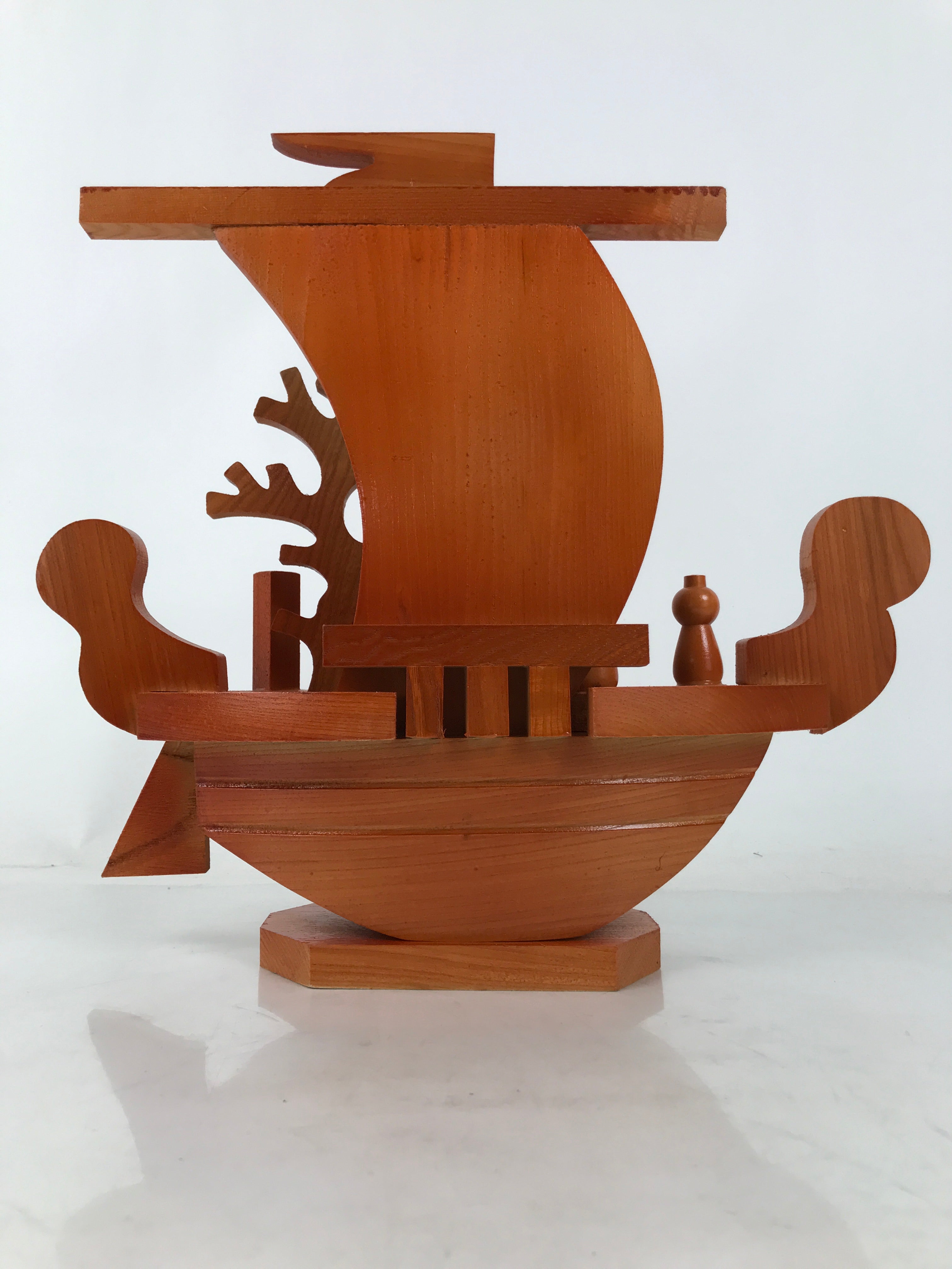 Japanese Seven Lucky Gods Wooden Treasure Ship Statue Vtg Good Fortune ST37