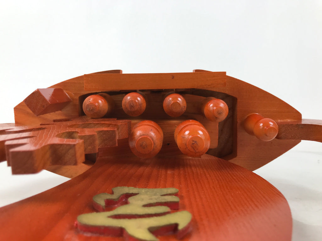 Japanese Seven Lucky Gods Wooden Treasure Ship Statue Vtg Good Fortune ST37