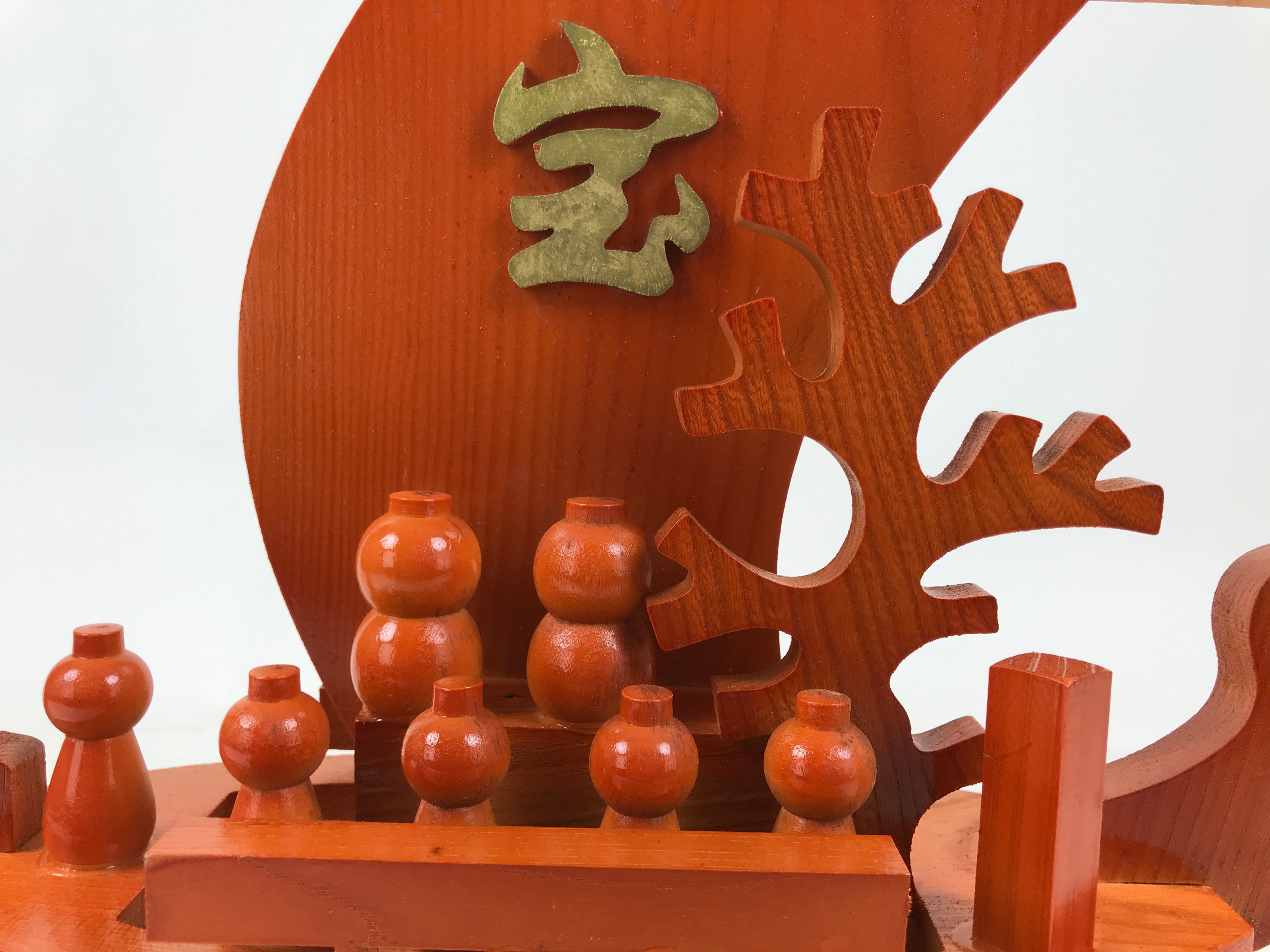 Japanese Seven Lucky Gods Wooden Treasure Ship Statue Vtg Good Fortune ST37