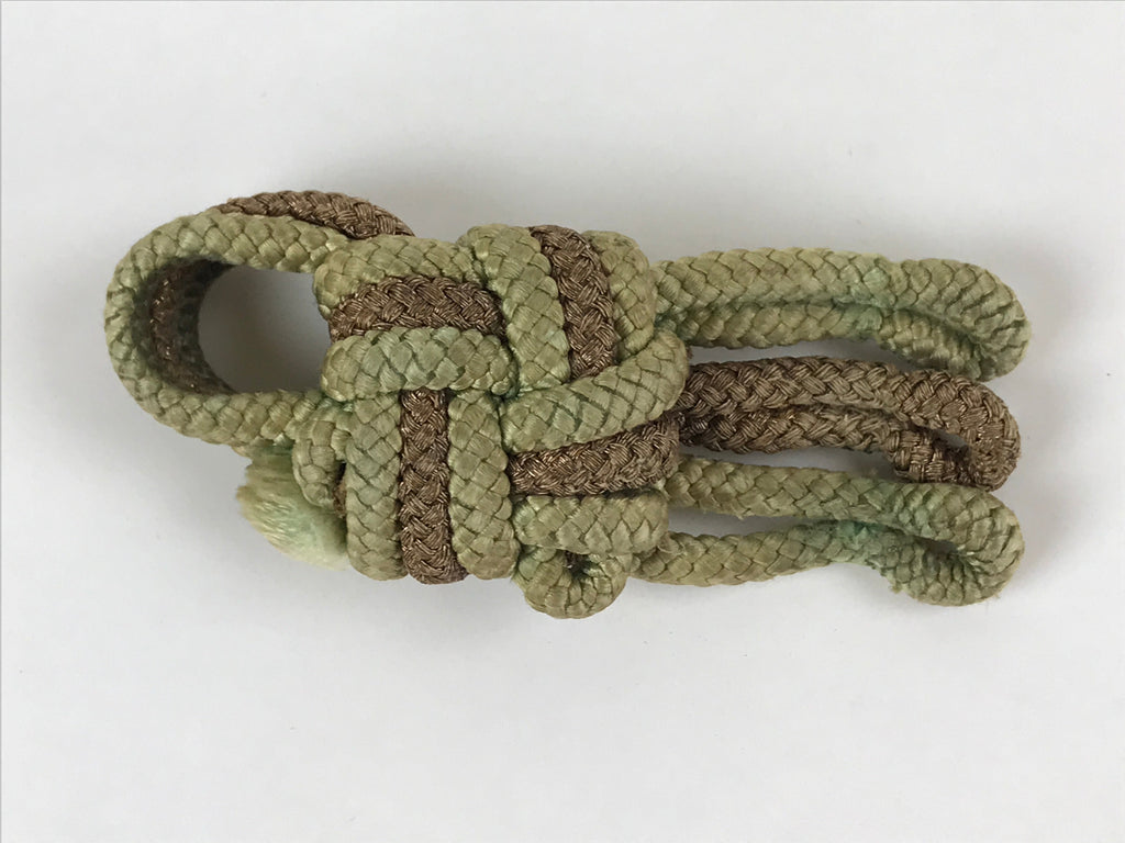 Japanese Shamisen String Anchor Neo Vtg Silk Cord Accessory Brown Green JK584