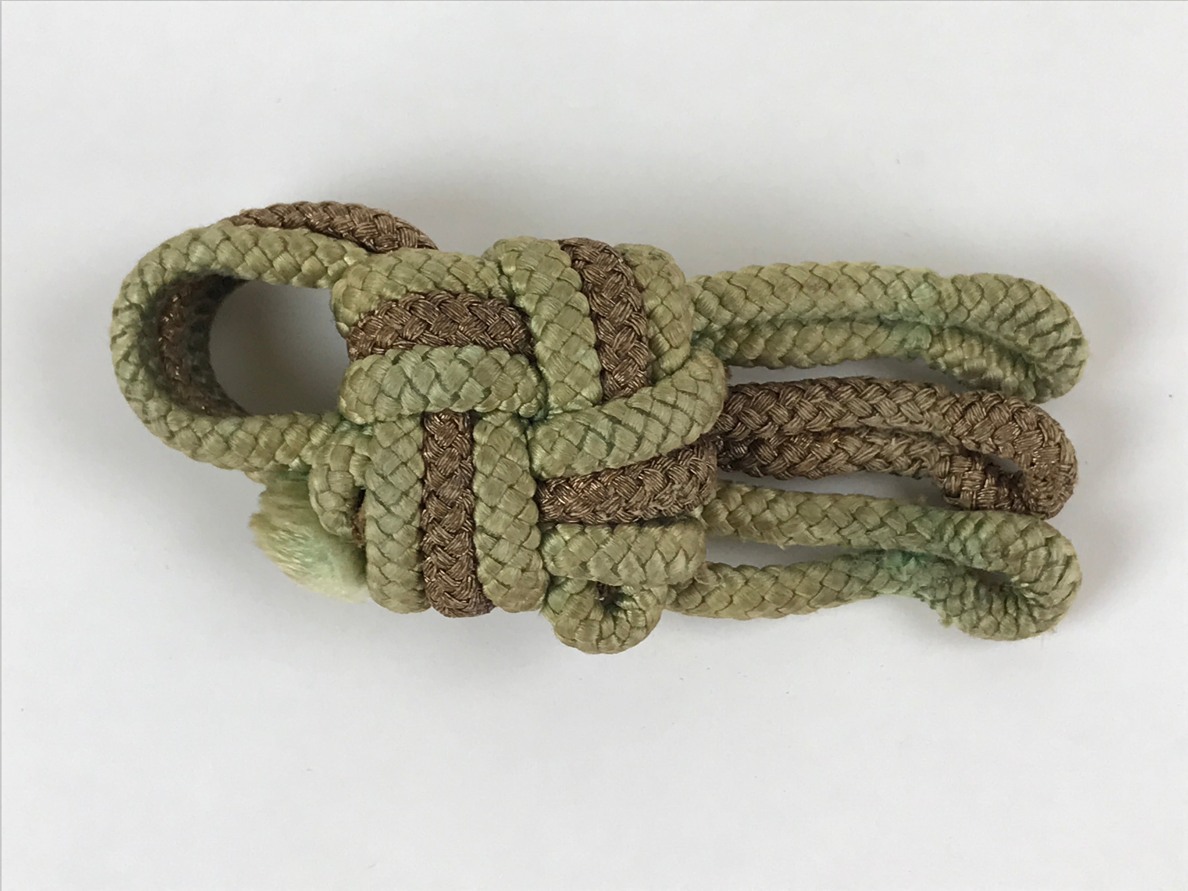 Japanese Shamisen String Anchor Neo Vtg Silk Cord Accessory Brown Green JK584