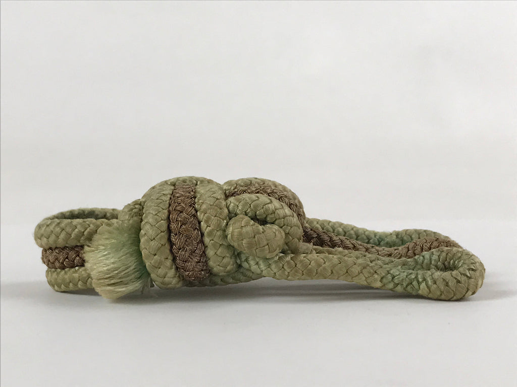 Japanese Shamisen String Anchor Neo Vtg Silk Cord Accessory Brown Green JK584
