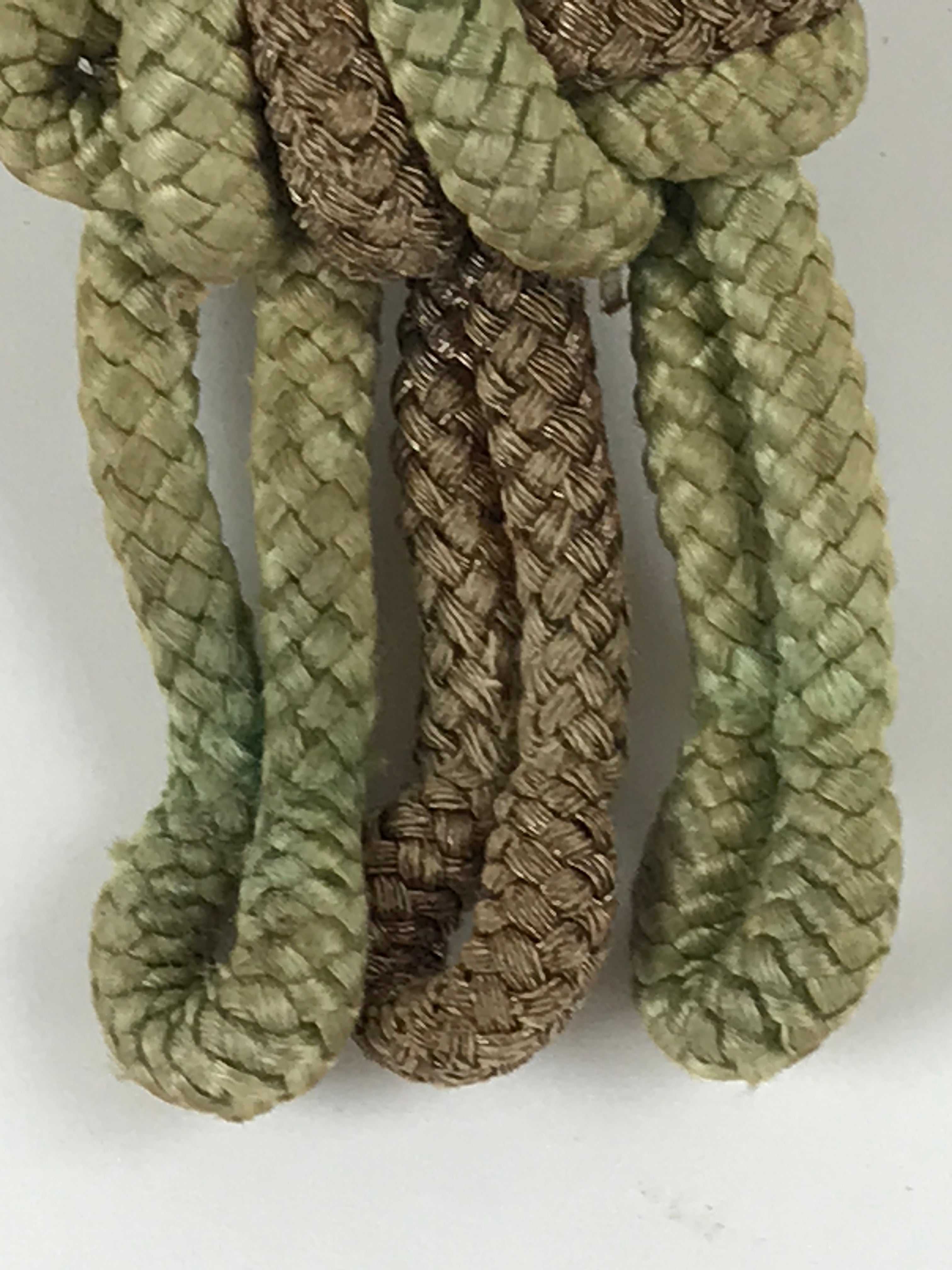 Japanese Shamisen String Anchor Neo Vtg Silk Cord Accessory Brown Green JK584