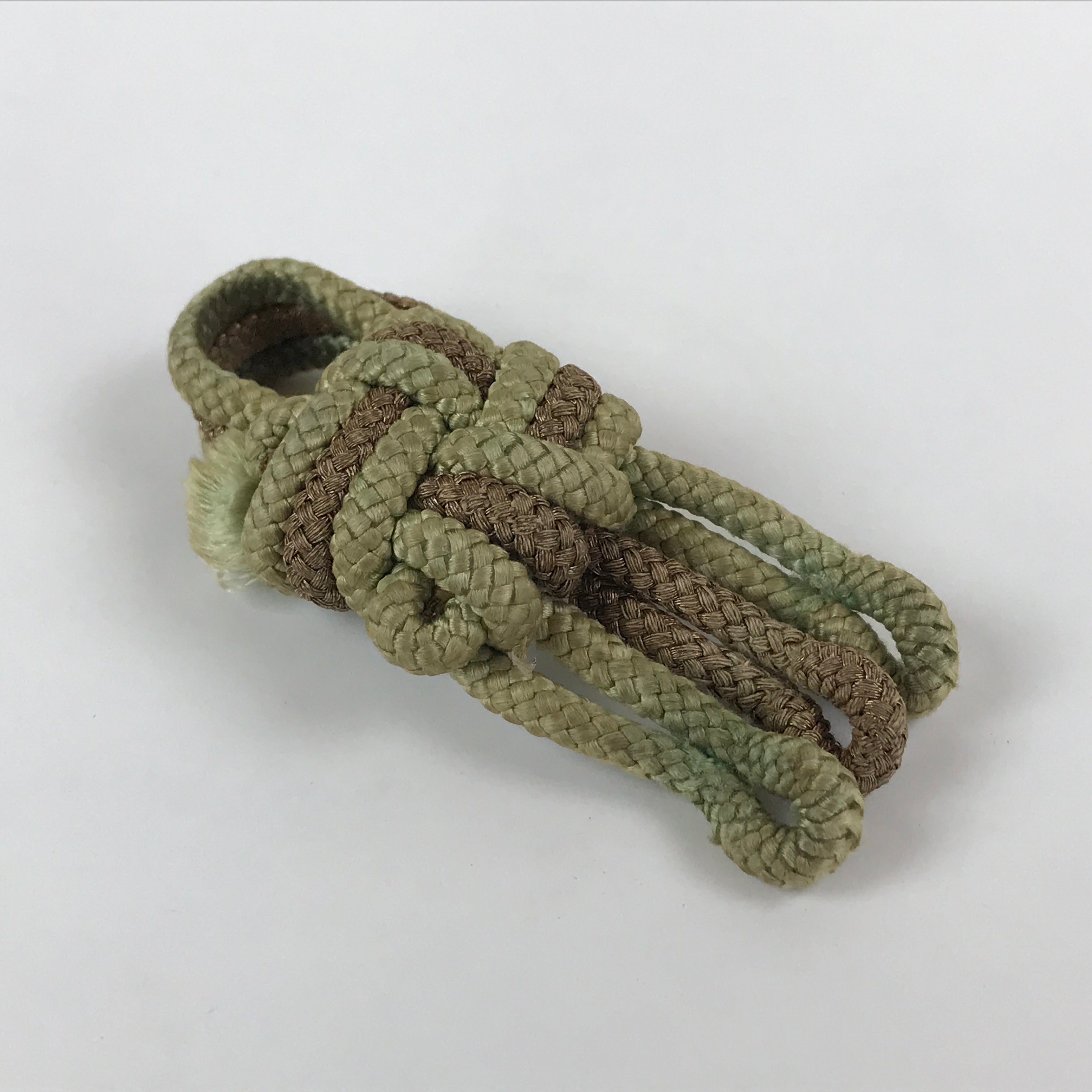 Japanese Shamisen String Anchor Neo Vtg Silk Cord Accessory Brown Green JK584