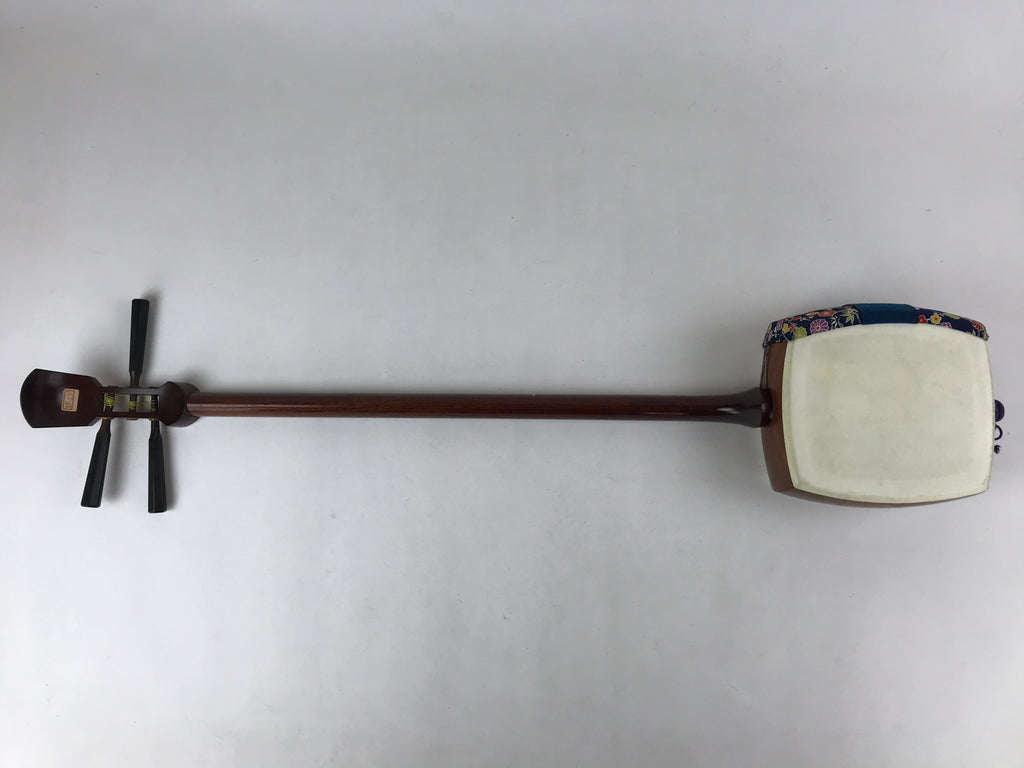 Japanese Shamisen With Case Vtg Traditional Wooden Instrument Dark Brown JK579