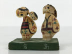 Japanese Shell Kokeshi Doll Vtg Family Kimono Figurine Folk Craft Aoshima KF827