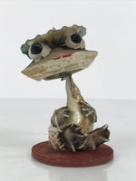 Japanese Shell Kokeshi Doll Vtg Figurine Frog Green Brown Wobbly Head Clam KF802