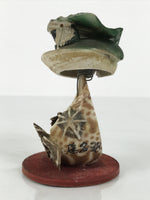 Japanese Shell Kokeshi Doll Vtg Figurine Frog Green Brown Wobbly Head Clam KF802