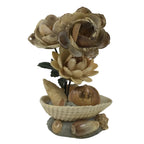 Japanese Shell Kokeshi Doll Vtg Flower Pot Figurine Gamagori Brown Leaf KF804