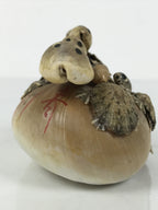 Japanese Shell Kokeshi Doll Vtg Turtle Family Figurine Mother Kids Brown KF807