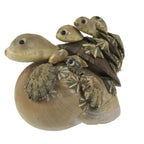 Japanese Shell Kokeshi Doll Vtg Turtle Family Figurine Mother Kids Brown KF807