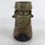 Japanese Shigaraki Ware Ceramic Flower Vase Vtg Kabin Brown Green FK149