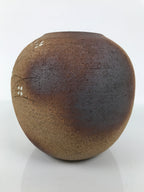 Japanese Shigaraki Ware Ceramic Flower Vase Vtg Kabin Round Brown Floral FK217