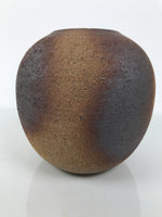 Japanese Shigaraki Ware Ceramic Flower Vase Vtg Kabin Round Brown Floral FK217