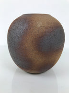 Japanese Shigaraki Ware Ceramic Flower Vase Vtg Kabin Round Brown Floral FK217