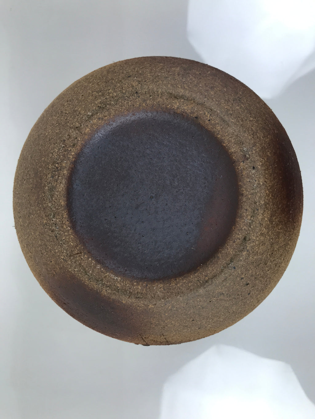 Japanese Shigaraki Ware Ceramic Flower Vase Vtg Kabin Round Brown Floral FK217