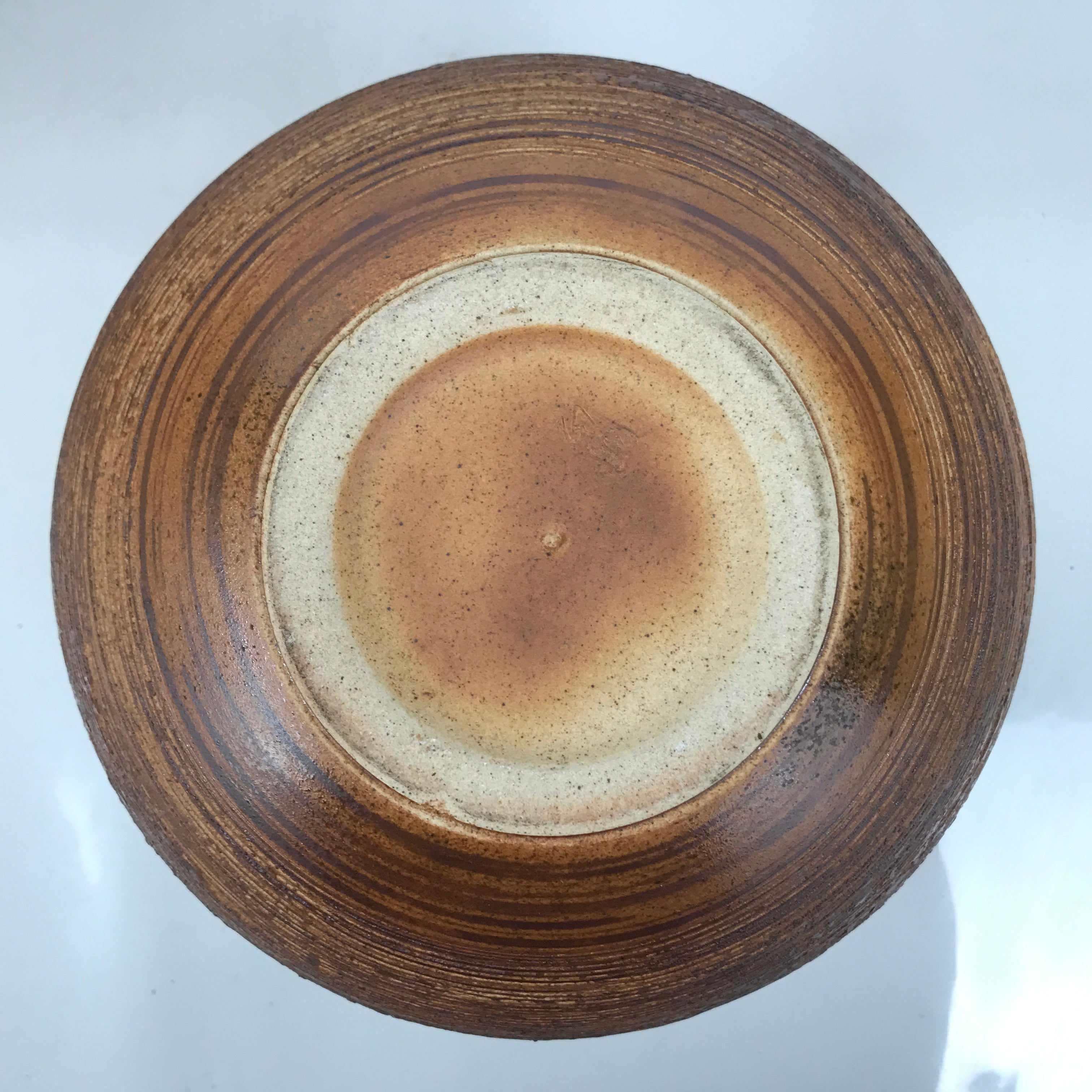 Japanese Shigaraki Ware Ceramic Flower Vase Vtg Large Round Brown w/Box PX777