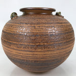 Japanese Shigaraki Ware Ceramic Flower Vase Vtg Large Round Brown w/Box PX777
