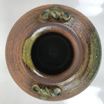 Japanese Shigaraki Ware Ceramic Flower Vase Vtg Large Round Brown w/Box PX777