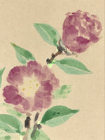 Japanese Shikishi Art Board Camellia Flower Vtg Tsubaki Painting Purple A540