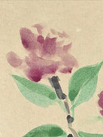 Japanese Shikishi Art Board Camellia Flower Vtg Tsubaki Painting Purple A540