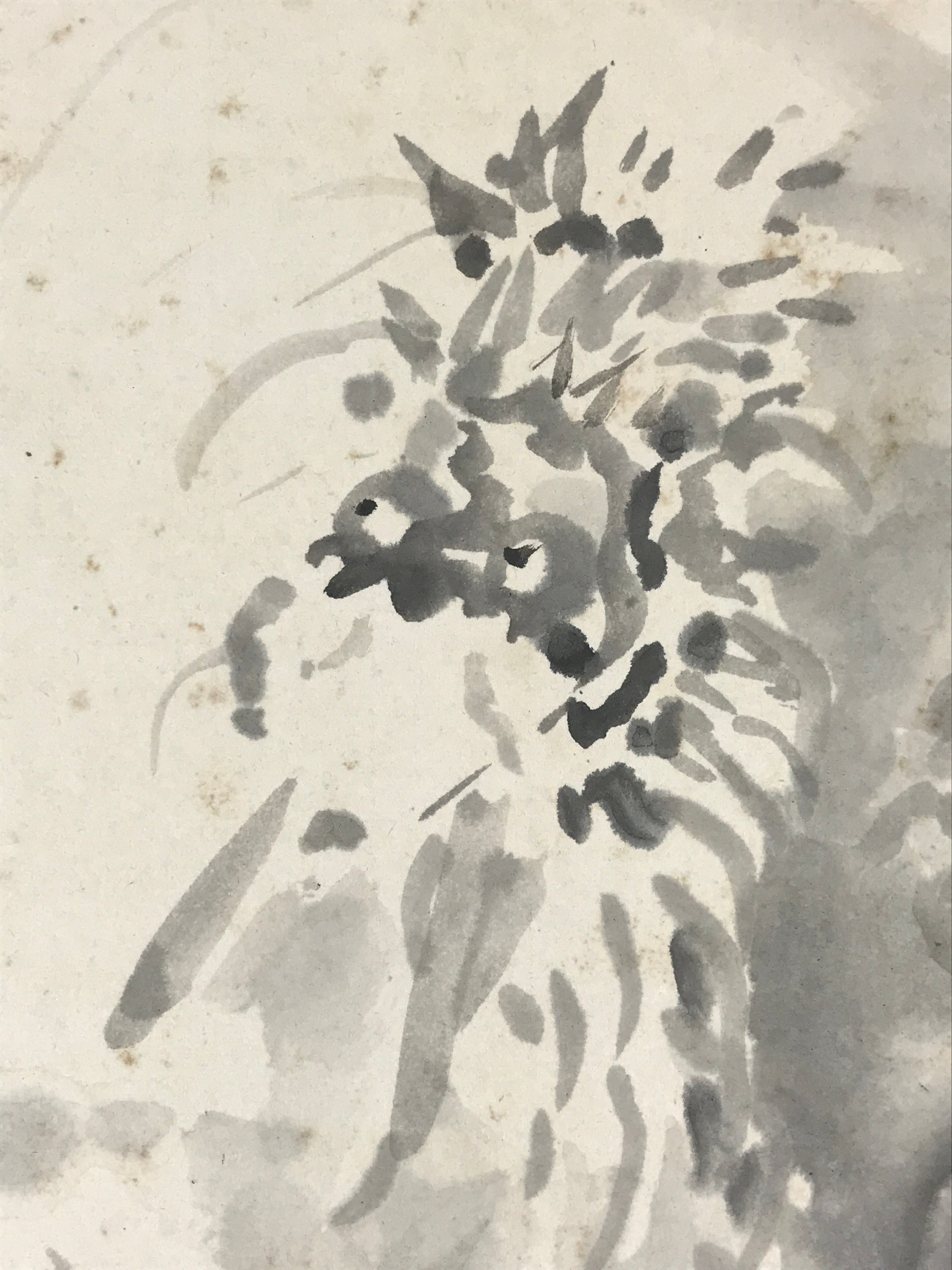 Japanese Shikishi Art Board Dragon Painting Gray Monochrome Painting Signed A547