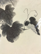 Japanese Shikishi Art Board Grapevine Vtg Black Ink Washi Paper Monochrome A544