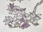 Japanese Shikishi Art Board Magnolia Trees Vtg White Pink Flowers Painting A557