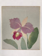 Japanese Shikishi Art Board Orchid Flower Vtg Ran Washi Paper Craft Purple A541
