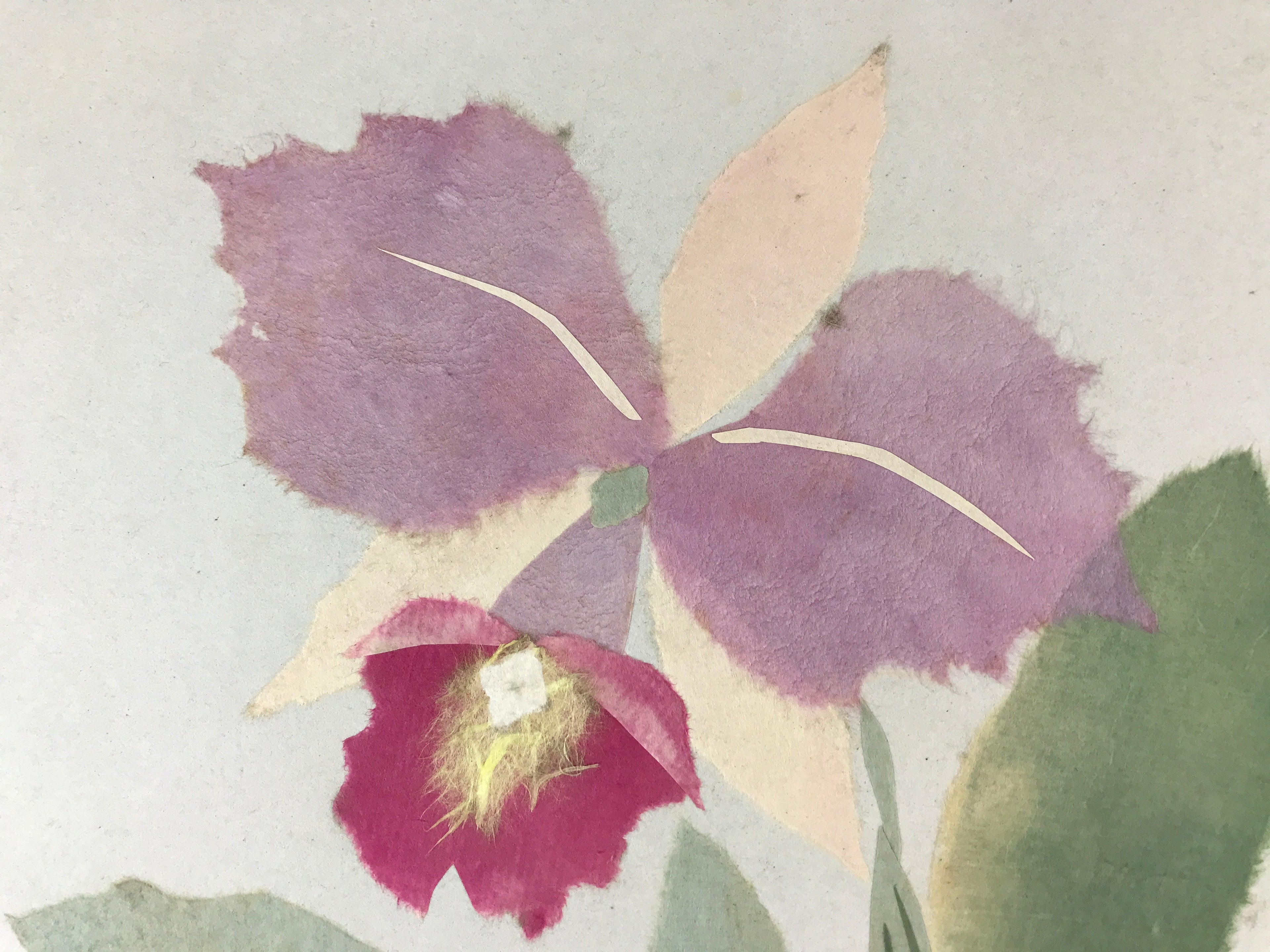 Japanese Shikishi Art Board Orchid Flower Vtg Ran Washi Paper Craft Purple A541