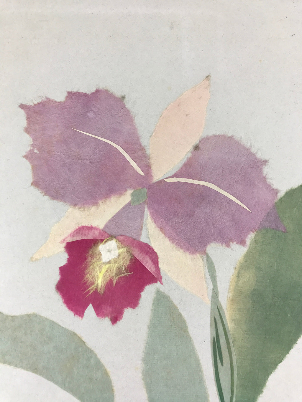 Japanese Shikishi Art Board Orchid Flower Vtg Ran Washi Paper Craft Purple A541