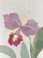Japanese Shikishi Art Board Orchid Flower Vtg Ran Washi Paper Craft Purple A541