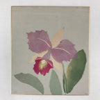 Japanese Shikishi Art Board Orchid Flower Vtg Ran Washi Paper Craft Purple A541