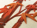 Japanese Shikishi Art Board Oshie Fabric Vtg Bamboo Leaves Orange Gold A692