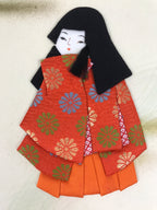 Japanese Shikishi Art Board Oshie Fabric Vtg Kimono Chrysanthemum Orange A691