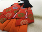 Japanese Shikishi Art Board Oshie Fabric Vtg Kimono Chrysanthemum Orange A691