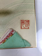 Japanese Shikishi Art Board Oshie Fabric Vtg Kimono Woman Geisha Floral A693