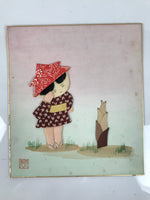 Japanese Shikishi Art Board Oshie Silk Fabric Child Takenoko Bamboo Shoot A791